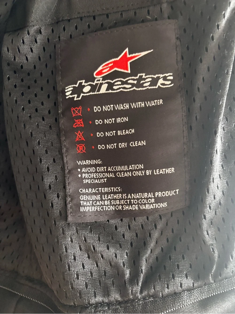 Alpinestars Black Leather Jacket with Red & Gold Accents
